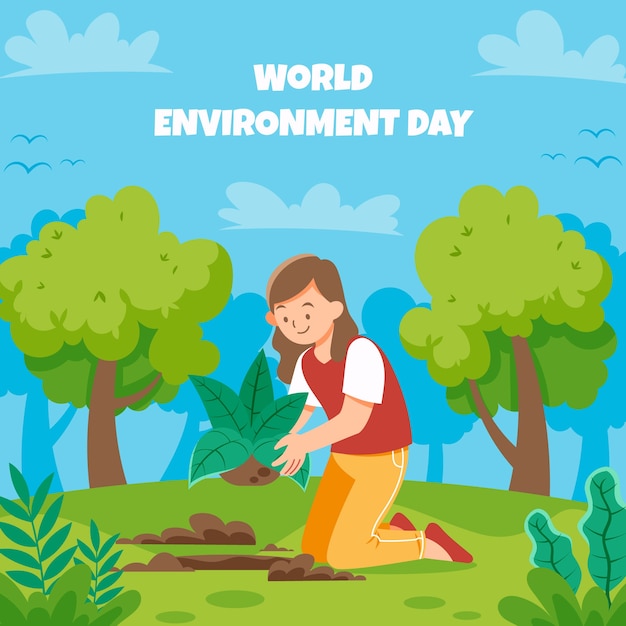 Flat illustration for world environment day celebration