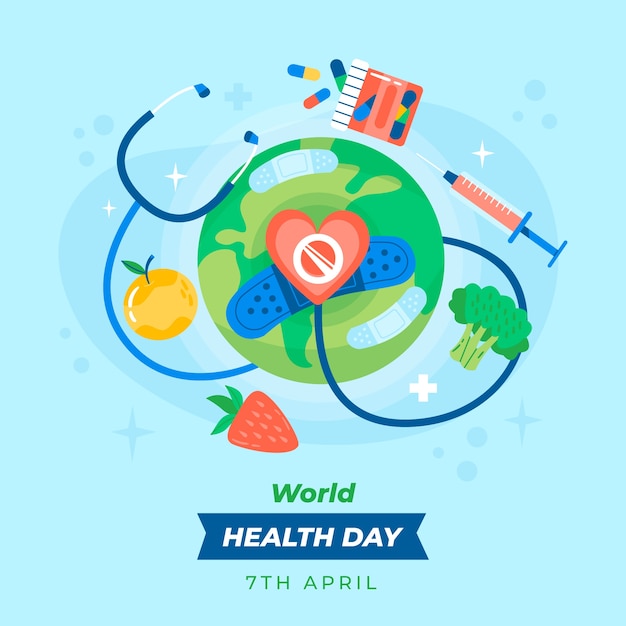 Vector flat illustration for world health day celebration