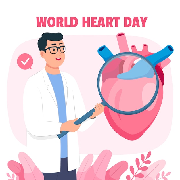 Flat illustration for world heart day awareness