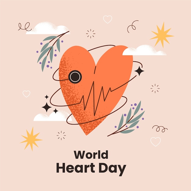 Vector flat illustration for world heart day awareness