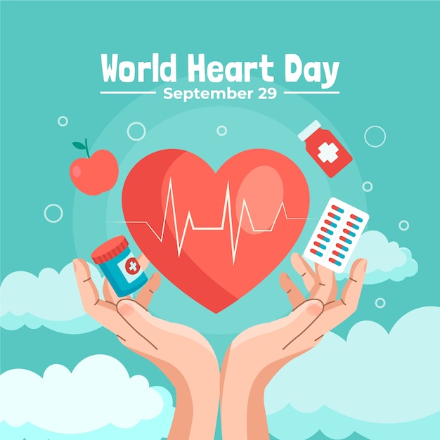 Flat illustration for world heart day awareness