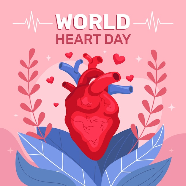 Vector flat illustration for world heart day awareness