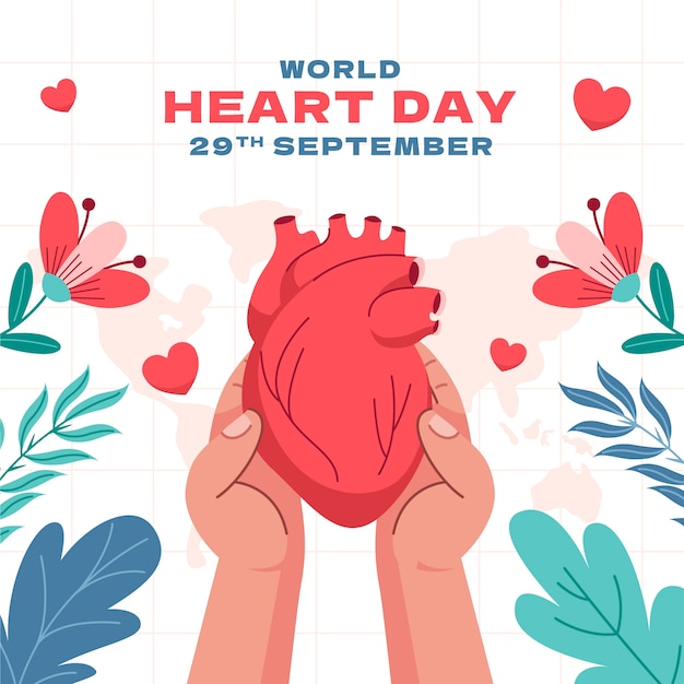 Vector flat illustration for world heart day awareness