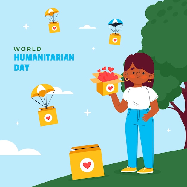 Flat illustration for world humanitarian day awareness