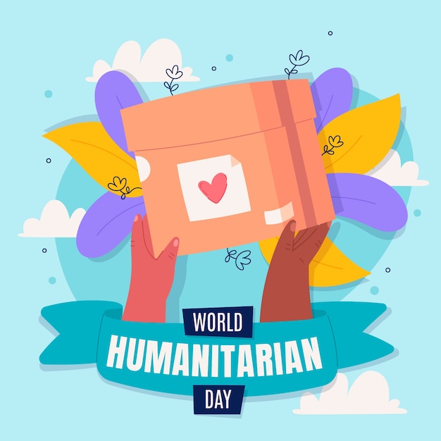 Vettore illustrazione piatta per la giornata mondiale umanitaria