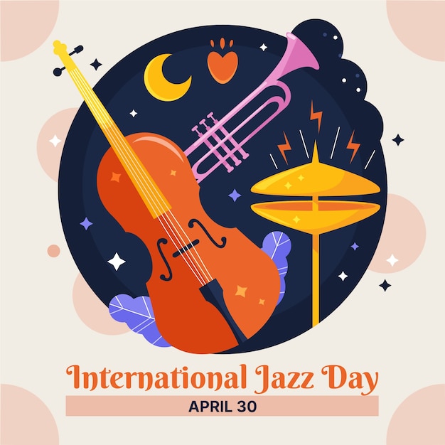 Vector flat illustration for world jazz day music celebration