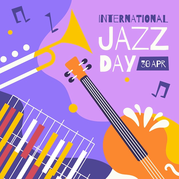 Vector flat illustration for world jazz day