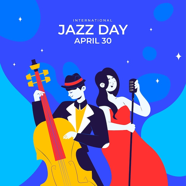 Vettore illustrazione piatta per la giornata mondiale del jazz