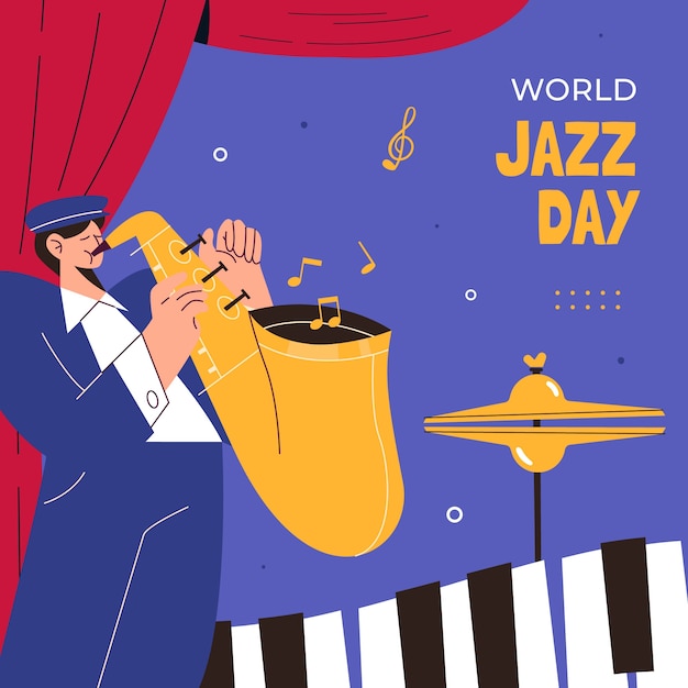 Vettore illustrazione piatta per la giornata mondiale del jazz