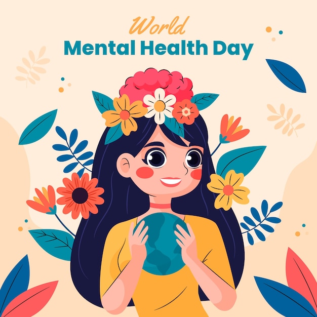 Flat illustration for world mental health day awareness