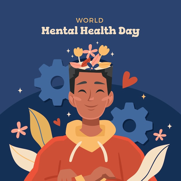 Flat illustration for world mental health day awareness