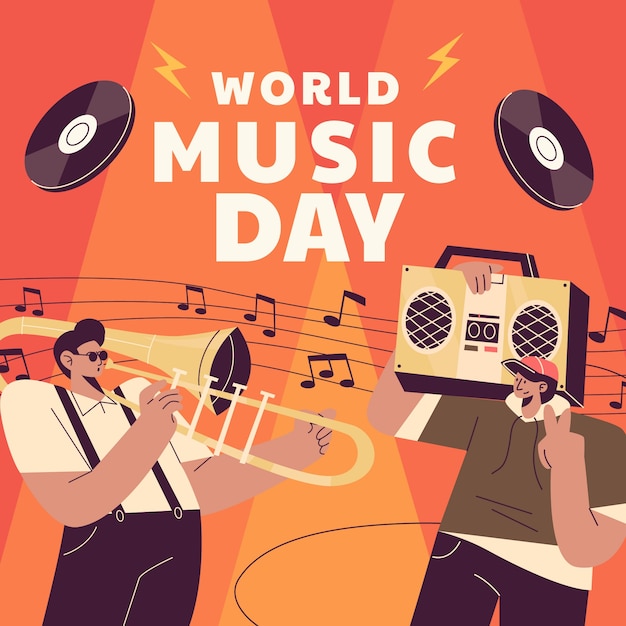 Vector flat illustration for world music day celebration