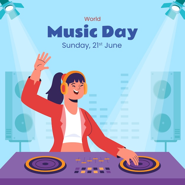 Vector flat illustration for world music day celebration