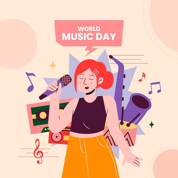 Vector flat illustration for world music day celebration