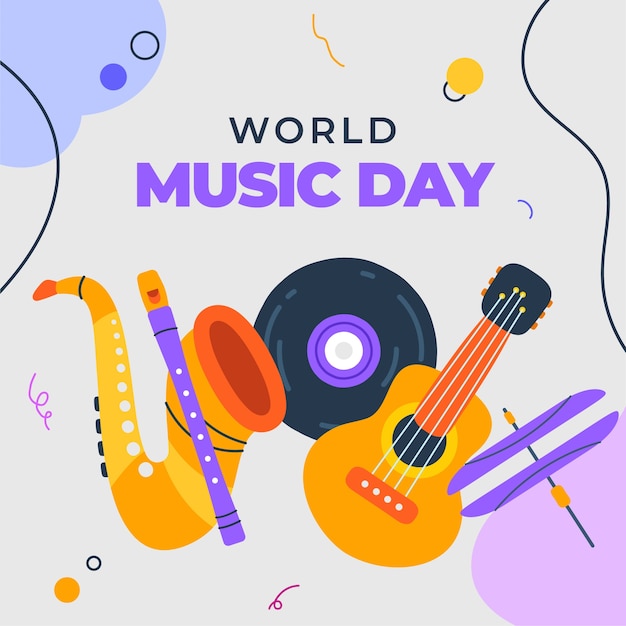 Vector flat illustration for world music day celebration