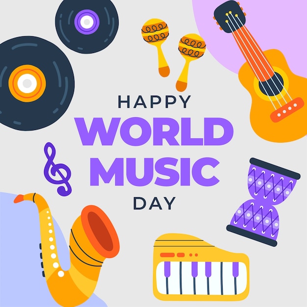 Flat illustration for world music day celebration