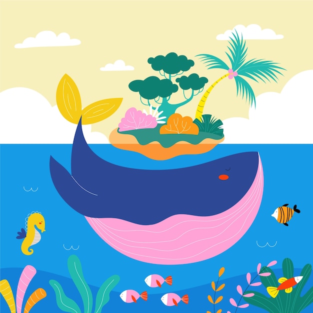 Flat illustration for world oceans day celebration