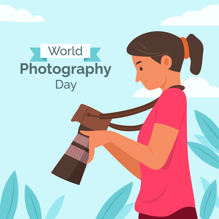 Vector flat illustration for world photography day celebration