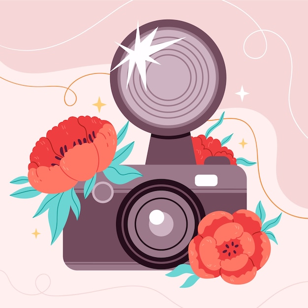 Flat illustration for world photography day celebration