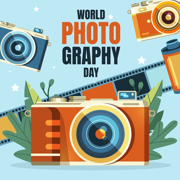 Flat illustration for world photography day celebration