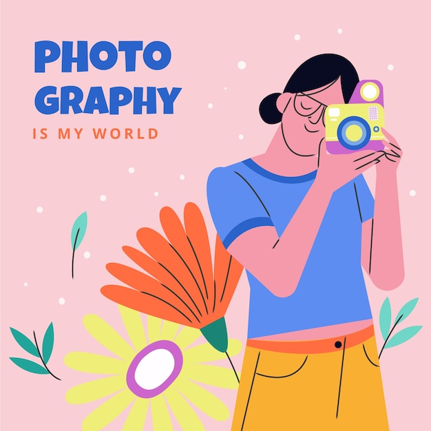 Flat illustration for world photography day celebration