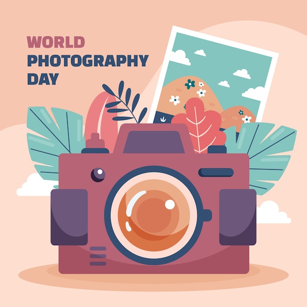 Vector flat illustration for world photography day celebration