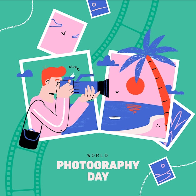 Flat illustration for world photography day