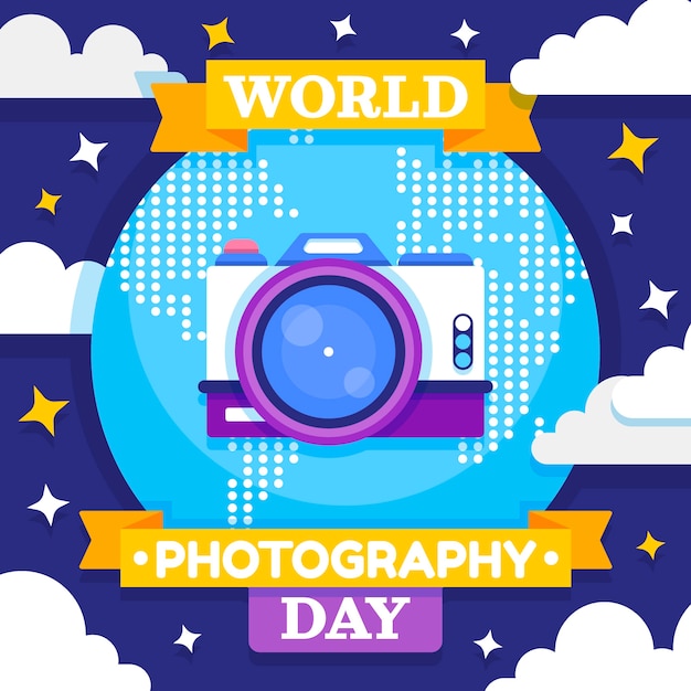 Illustrazione piatta per la giornata mondiale della fotografia