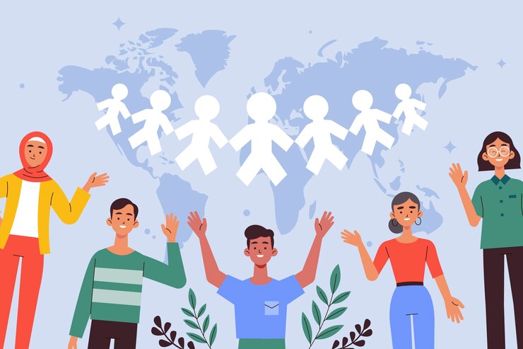 Vector flat illustration for world population day
