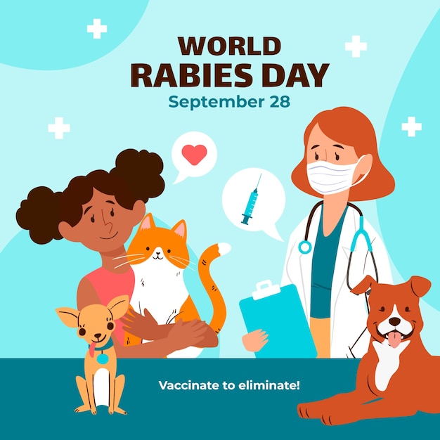 Vector flat illustration for world rabies day awareness