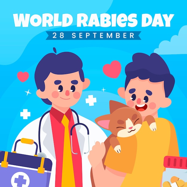 Flat illustration for world rabies day