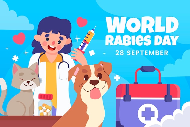 Flat illustration for world rabies day