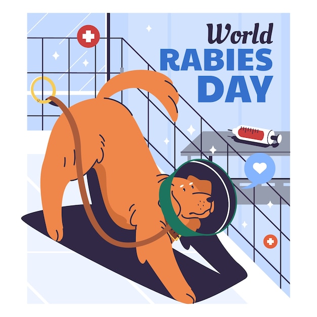 Vector flat illustration for world rabies day