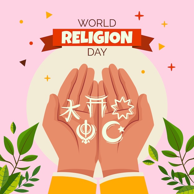 Vector flat illustration for world religion day celebration