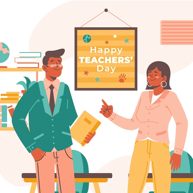 Плоская иллюстрация для празднования Всемирного дня учителя