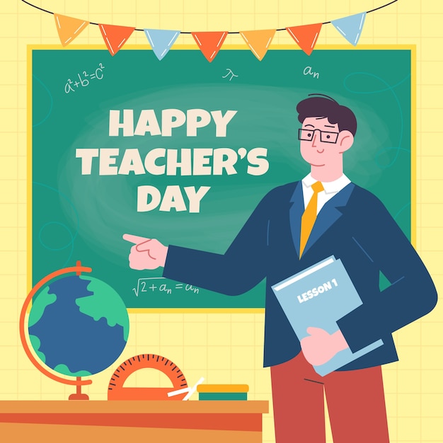 Flat illustration for world teachers' day celebration