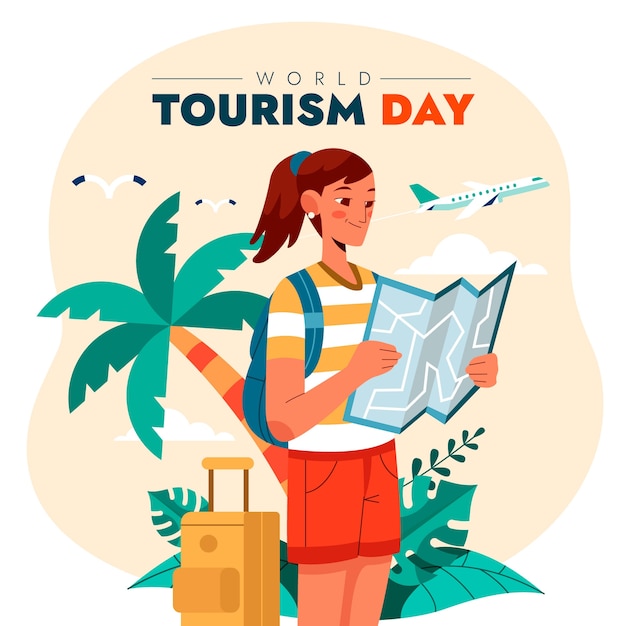 Vector flat illustration for world tourism day celebration