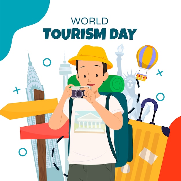 flat illustration for world tourism day celebration