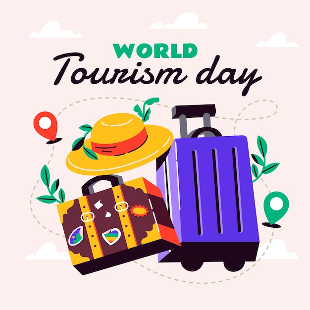 Vector flat illustration for world tourism day celebration