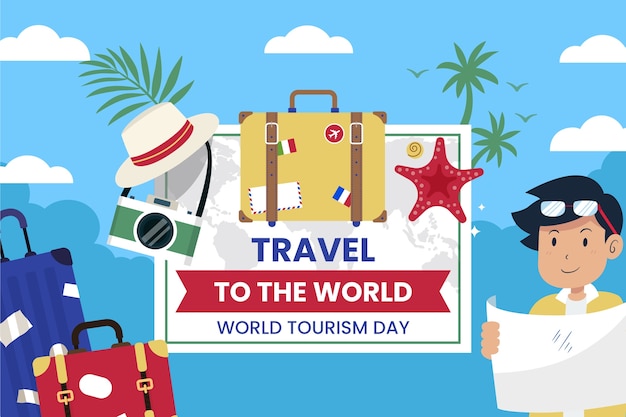 Vector flat illustration for world tourism day celebration