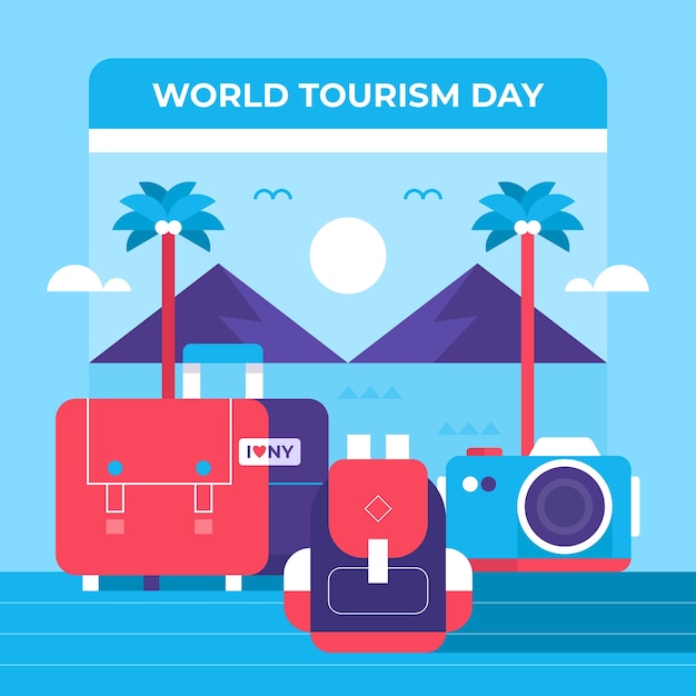 Vector flat illustration for world tourism day celebration