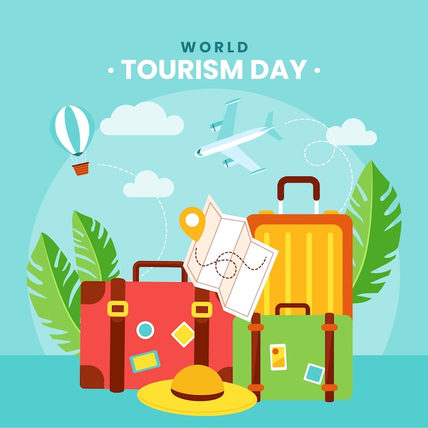 Vector flat illustration for world tourism day celebration