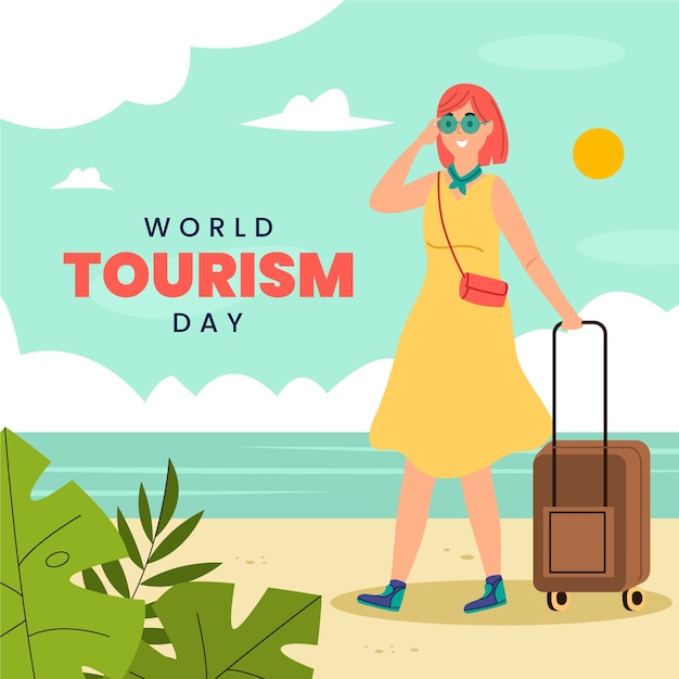 flat illustration for world tourism day celebration
