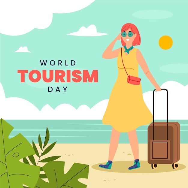 Vector flat illustration for world tourism day celebration