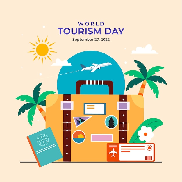 Vector flat illustration for world tourism day celebration