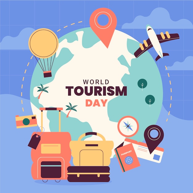 Vector flat illustration for world tourism day celebration