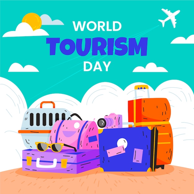 Vector flat illustration for world tourism day celebration