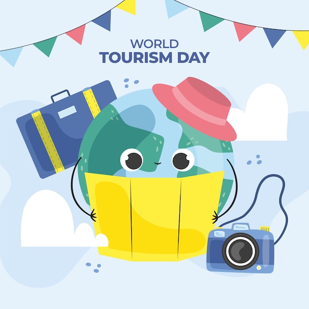 Vector flat illustration for world tourism day celebration