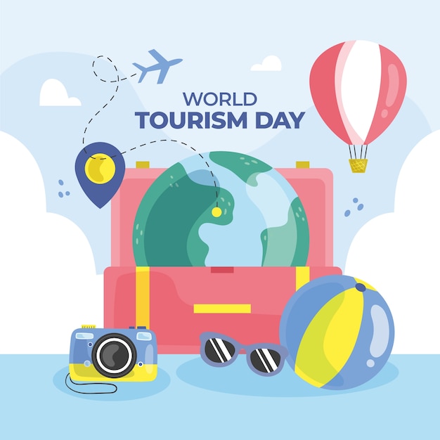 Vector flat illustration for world tourism day celebration