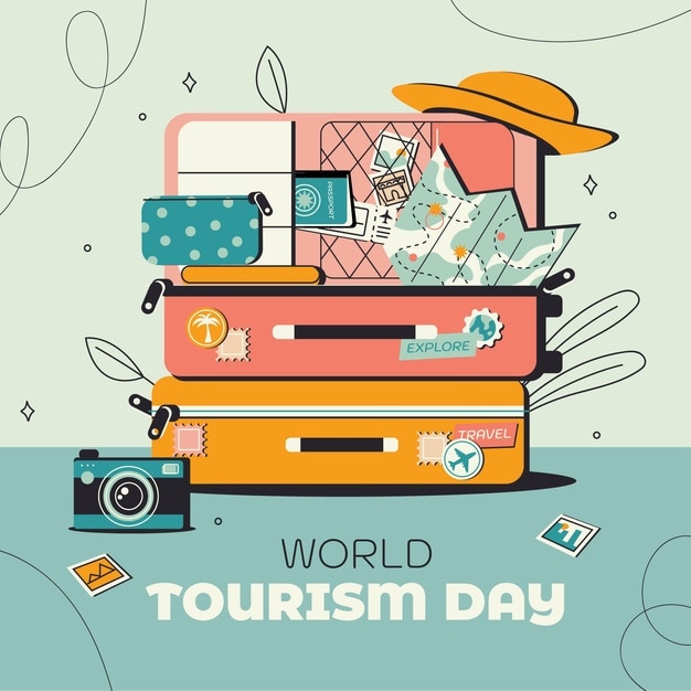 Vector flat illustration for world tourism day celebration